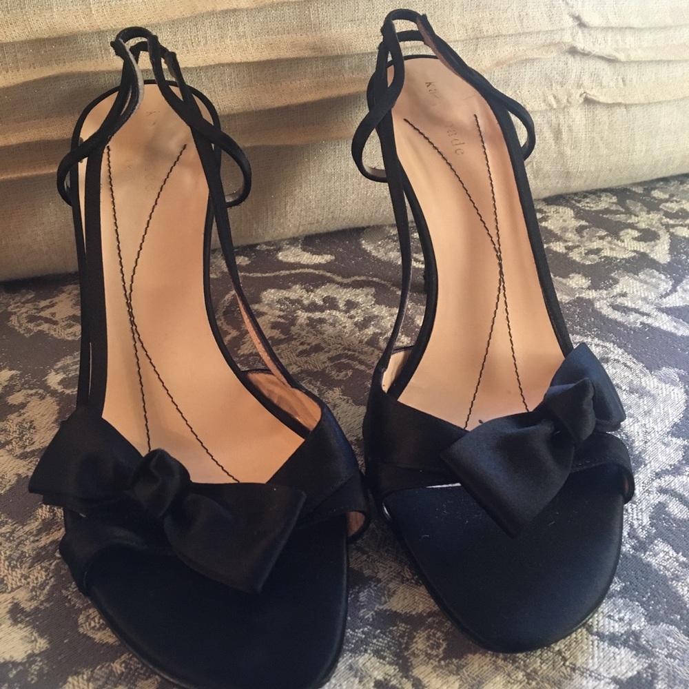 Kate Spade black satin slingback heel sandals